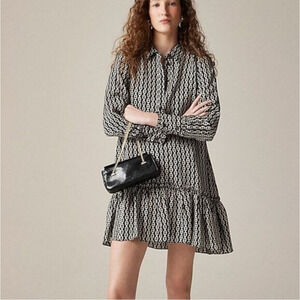 J. Crew NWT Amelia Popover Shirt Dress Chain Print Women's XS Oversized